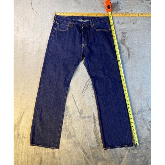 501 Button Fly, Men's, Denim Jeans 34 x 30, 100% Cotton, Dark Stone Wash - Picture 2 of 11